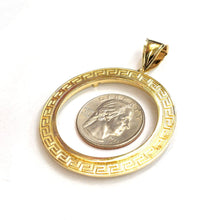 Load image into Gallery viewer, 14k yellow Gold Greek Key Frame bezel For 50 Pesos Coin gift fine jewelry 11.2g
