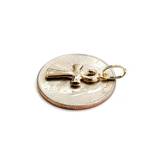 Load image into Gallery viewer, 14k yellow gold tiny Egyptian ankh cross hollow pendant religious jewelry 0.7g
