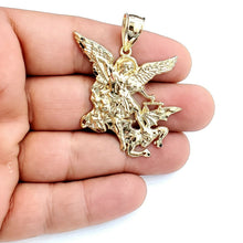 Load image into Gallery viewer, New 10k yellow gold saint Michael pendant charm fine religious gift jewelry 7g
