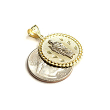 Load image into Gallery viewer, 10k two tone gold round saint Jude San juda pendant charm religious jewelry 3.4g
