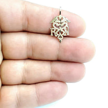 Load image into Gallery viewer, 14k yellow Gold RN caduceus medical sign nurse Pendant charm fine jewelry 0.9g

