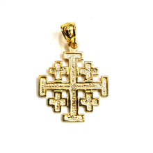 Load image into Gallery viewer, 14k Yellow gold Jerusalem Cross medal pendant charm religious fine jewelry 1.3g
