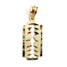 Load image into Gallery viewer, New 14k yellow gold razor blade pendant charm Fine Jewelry Gifts unisex 1.3g
