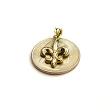 Load image into Gallery viewer, 10k yellow solid Gold Fleur De Lis Pendant French Symbol gift fine jewelry 1.6g
