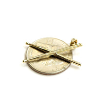 Load image into Gallery viewer, New 14k yellow Gold solid 3D Drumsticks Pendant Gift music fine jewelry 1.9g
