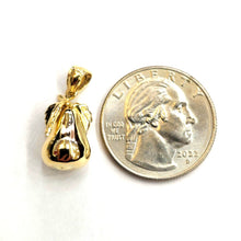 Load image into Gallery viewer, New 14k yellow gold 3D Pear fruit Pera With leaf pendant charm fine jewelry 4.2g
