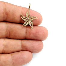 Load image into Gallery viewer, 14k yellow Gold starfish Pendant charm filigree necklace gift fine jewelry 1.1g
