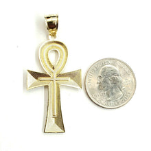 Load image into Gallery viewer, 10k yellow gold Egyptian ankh cross pendant charm fine religious jewelry 3.6g
