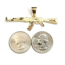 Load image into Gallery viewer, 14k yellow Gold AK-47 Machine gun Military Rifle Pendant charm fine gift 3.2g
