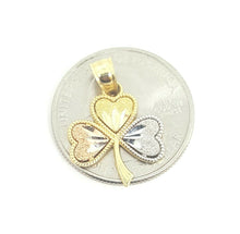 Load image into Gallery viewer, 14k solid 3 color Gold 3 heart clover leaf lucky Pendant fine gift jewelry 1.4g
