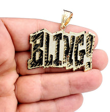 Load image into Gallery viewer, New 10k yellow Gold solid Bling word Pendant charm diamond cut fine jewelry 9.5g
