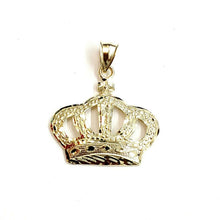 Load image into Gallery viewer, 10k yellow gold crown pendant charm fine jewelry gift necklace diamond cut 3.1g
