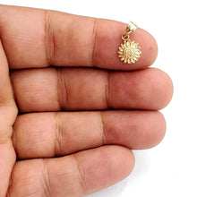 Load image into Gallery viewer, New 14k yellow Gold solid tiny sunflower girasol Pendant charm fine jewelry 0.7g
