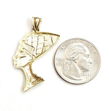Load image into Gallery viewer, 10k yellow solid Gold Egyptian queen Nefertiti head Pendant fine jewelry 2.7g
