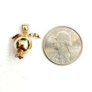 14k yellow gold 3D pomegranate Granada fruit anar pendant fine jewelry 5.1g