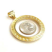 Load image into Gallery viewer, 14k yellow Gold Greek Key Frame bezel For 50 Pesos Coin gift fine jewelry 11.2g

