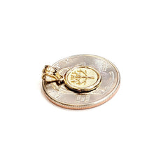 Load image into Gallery viewer, New 14k yellow Gold tiny round seven wishes Long Life Pendant charm jewelry 1.2g
