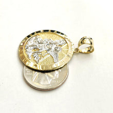 Load image into Gallery viewer, 14k two tone gold Round saint Michael pendant 1.23" fine religious jewelry 5.4g
