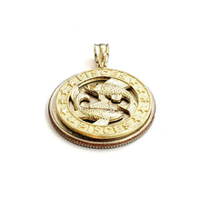 Load image into Gallery viewer, 10k yellow Gold round Pisces fish zodiac Pendant charm fine jewelry unisex 2.6g
