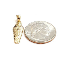 Load image into Gallery viewer, 14k yellow Gold sarcophagus ancient Egypt mummy Pendant charm fine jewelry 1.5g
