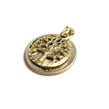 Load image into Gallery viewer, 10k Yellow gold round tree of life lucky pendant charm fine Jewelry gift 2.8g
