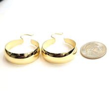 Load image into Gallery viewer, 14k yellow Gold Plain Hoop Earrings Wide Round Shiny fine jewelry for women 6.7g

