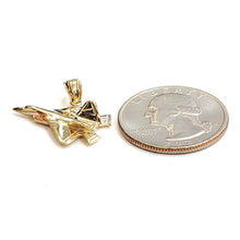 Load image into Gallery viewer, 14k yellow Gold solid 3D F22 Raptor jet pendant charm gift fine jewelry 2.5g
