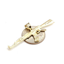 Load image into Gallery viewer, 14k yellow Gold AK-47 machine gun military rifle Pendant charm fine gift 3.4g
