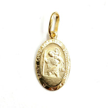 Load image into Gallery viewer, New 14k solid yellow gold oval saint Christopher pendant charm fine jewelry 1.5g
