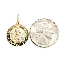 Load image into Gallery viewer, 14k solid yellow Gold round saint Christopher Pendant religious gift 0.72" 3.1g
