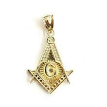 Load image into Gallery viewer, New 10k yellow Gold Freemason Masonic solid Pendant charm jewelry fine gift 2.9g
