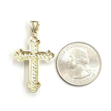 Load image into Gallery viewer, New 10k yellow gold nugget cross jesus pendant fine jewelry religious gift 1.9g

