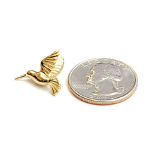 Load image into Gallery viewer, New 14k yellow Gold solid 3D Hummingbird Pendant charm gift fine jewelry 1.9g
