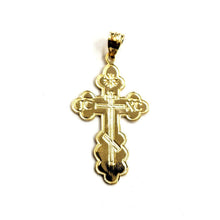 Load image into Gallery viewer, Genuine 14k yellow gold Three Bar Russian Pectoral Orthodox cross pendant 1.9g
