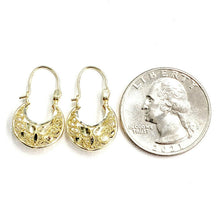Load image into Gallery viewer, 10K yellow Gold filigree basket Earrings Canastita diamond cut fine jewelry 1.8g
