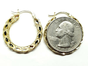 New 10K yellow Gold 1.06" 3.85mm turkish hoop Earrings Round fine jewelry 3.3g