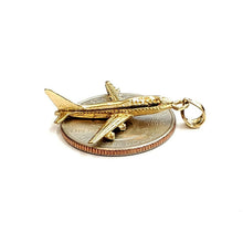 Load image into Gallery viewer, 14k yellow Gold solid Airplane Aviation 3D pendant charm gift fine jewelry 3.4g
