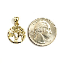 Load image into Gallery viewer, 10k Yellow gold round tree of life lucky pendant charm fine Jewelry gift 1.3g

