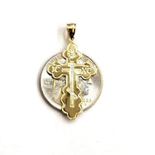Load image into Gallery viewer, Genuine 14k yellow gold Three Bar Russian Pectoral Orthodox cross pendant 1.9g
