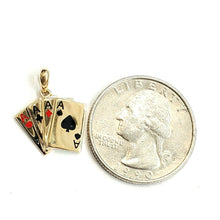 Load image into Gallery viewer, 14k yellow solid Gold playing cards Pendant charm casino jewelry unisex 1.7g
