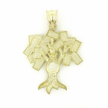Load image into Gallery viewer, 10k yellow gold 100 dollar sign money bag tree lucky pendant charm gift 2.4g
