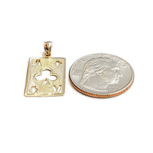 Load image into Gallery viewer, 14k yellow Gold Ace of club Pendant play card gambling gift fine jewelry 2.1g
