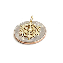 Load image into Gallery viewer, 14k Yellow Gold Winter SnowFlake Pendant charm gift for her fine jewelry 0.8g
