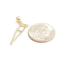 Load image into Gallery viewer, 14k yellow Gold 3D crutch handicap muleta de san lazaro Pendant fine jewelry 1.4g
