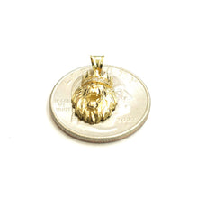 Load image into Gallery viewer, Real 14k yellow Gold tiny lion head face crown Leo zodiac Pendant charm 1.4g
