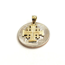 Load image into Gallery viewer, 14k Yellow gold Jerusalem Cross medal pendant charm religious fine jewelry 1.3g
