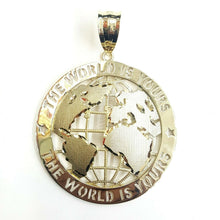 Load image into Gallery viewer, 10k yellow gold round globe planet earth world map pendant jewelry 2.26" 15.1g
