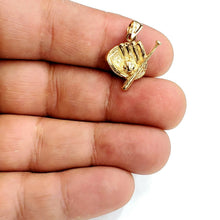 Load image into Gallery viewer, 14k yellow Gold 3D baseball bat glove ball Pendant sport game fine jewelry 2.4g
