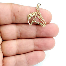 Load image into Gallery viewer, New 14k yellow Gold horse head animal Pendant charm gift fine jewelry 1.2g
