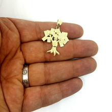 Load image into Gallery viewer, 10k yellow gold 100 dollar sign money bag tree lucky pendant charm gift 2.4g
